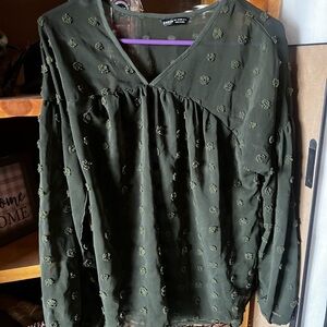 SHEIN Dark Green Textured Blouse